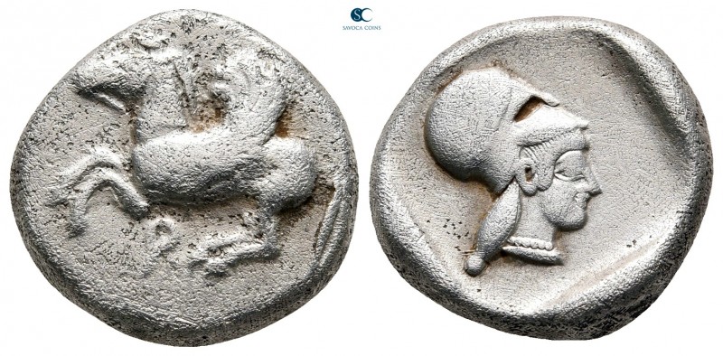 Corinthia. Corinth 500-450 BC. 
Stater AR

18 mm., 8,09 g.

Pegasos flying ...