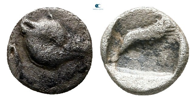 Asia Minor. Uncertain mint 550-450 BC. 
Tetartemorion AR

7 mm., 0,27 g.

H...