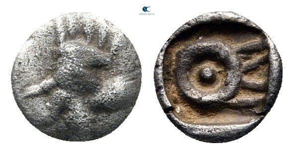 Asia Minor. Uncertain mint 400-350 BC. 
Tetartemorion AR

6 mm., 0,15 g.

C...