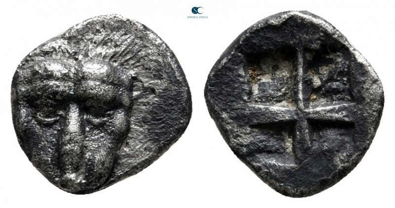 Cimmerian Bosporos. Pantikapaion 480-470 BC. 
Hemiobol AR

8 mm., 0,59 g.

...