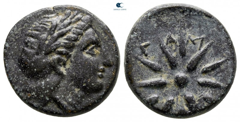 Mysia. Gambrion circa 400 BC. 
Bronze Æ

16 mm., 3,89 g.

Laureate head of ...
