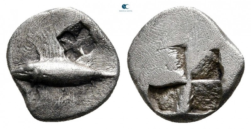 Mysia. Kyzikos circa 600-550 BC. 
Obol AR

9 mm., 0,69 g.

Tunny left, on t...
