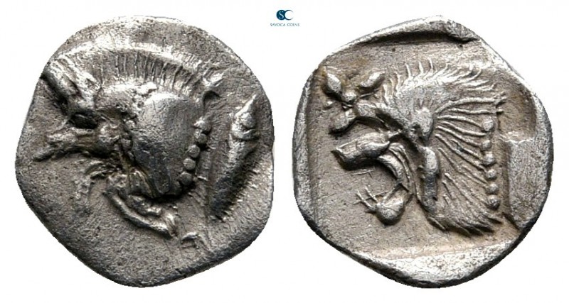 Mysia. Kyzikos circa 525-475 BC. 
Hemiobol AR

10 mm., 0,36 g.

Forepart of...