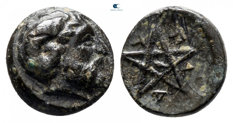 Mysia. Pitane circa 400-200 BC. 
Bronze Æ

9 mm., 0,68 g.

Head of Zeus rig...