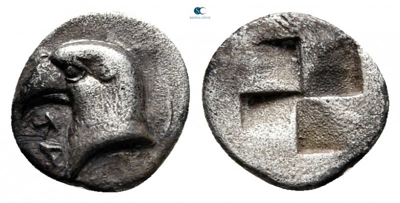 Aeolis. Kyme circa 480-450 BC. 
Hemiobol AR

9 mm., 0,41 g.

KY Eagle's hea...