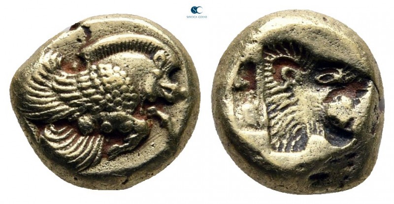 Lesbos. Mytilene circa 521-478 BC. 
Hekte AR

10 mm., 2,66 g.

Forepart of ...