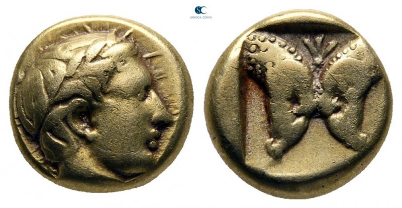 Lesbos. Mytilene 454-428 BC. 
Hekte EL

10 mm., 2,53 g.

Laureate head of A...