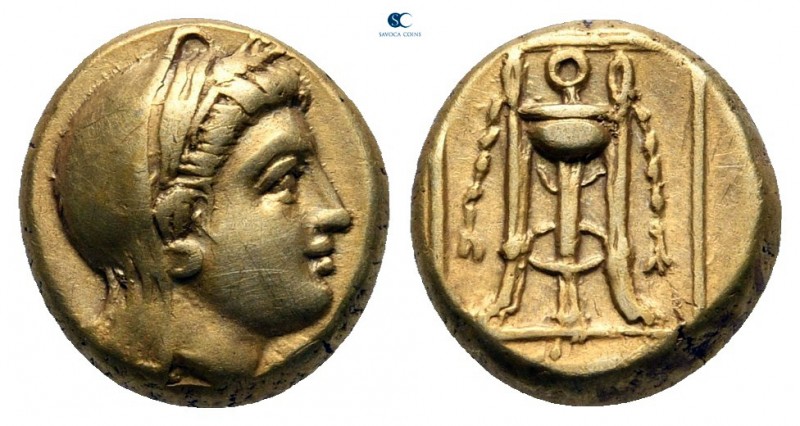Lesbos. Mytilene 377-326 BC. 
Hekte EL

11 mm., 2,50 g.

Veiled head of Dem...