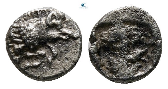 Ionia. Klazomenai 500-480 BC. 
Hemiobol AR

6 mm., 0,35 g.

Forepart of win...