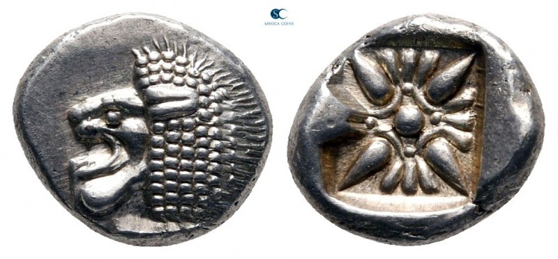 Ionia. Miletos circa 600-500 BC. 
Diobol AR

10 mm., 1,20 g.

Forepart of l...