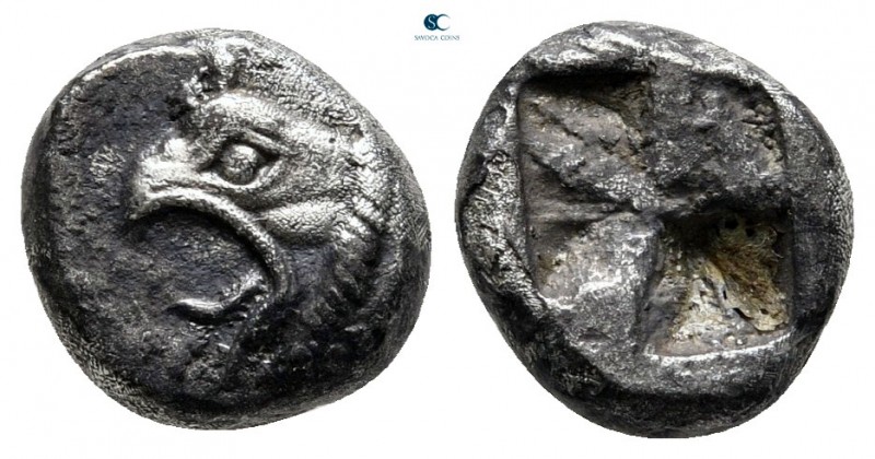 Ionia. Phokaia 521-478 BC. 
Trihemiobol AR

10 mm., 1,41 g.

Head of a grif...