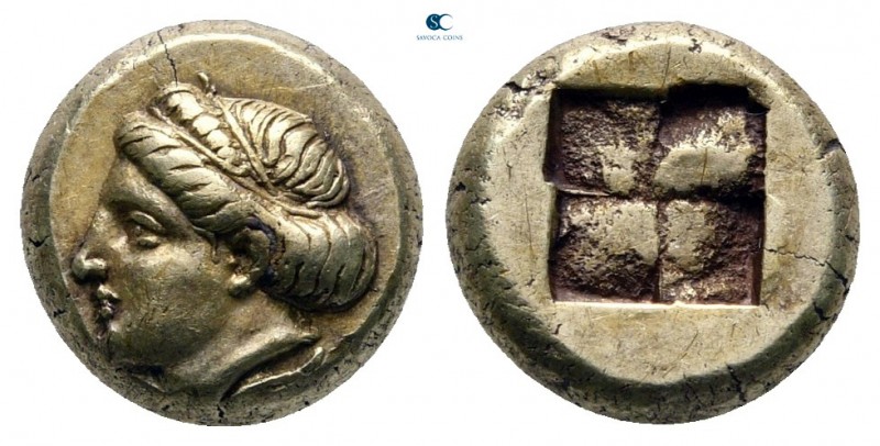 Ionia. Phokaia 387-326 BC.
Hekte EL

10 mm., 2,56 g.

Female head left; to ...