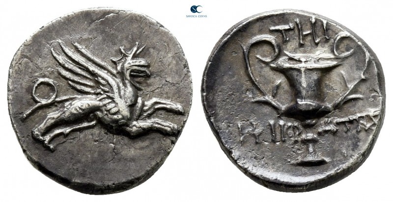 Ionia. Teos circa 370-340 BC. Iphikrates (ΙΦΙΚΡΑΤΗΣ), magistrate
Hemidrachm AR...