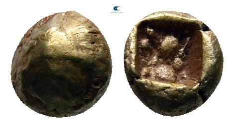 Ionia. Uncertain mint 650-600 BC. Lydo-Milesian standard
1/48 Stater EL

5 mm...