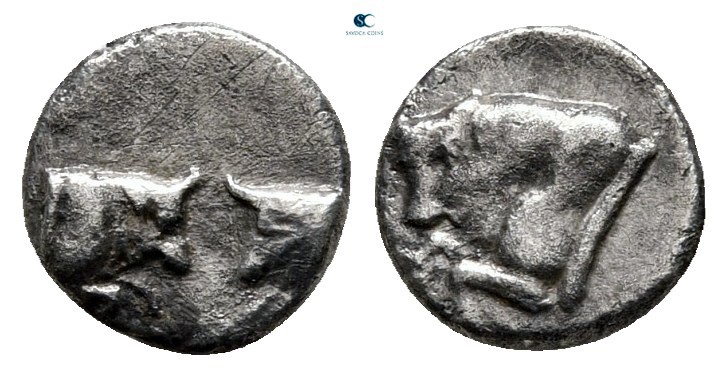 Caria. Uncertain mint 387-377 BC. 
Tetartemorion AR

7 mm., 0,42 g.

Confro...