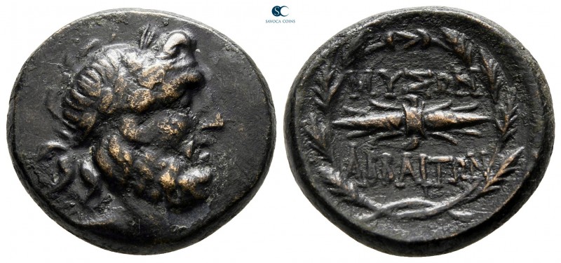 Phrygia. Abbaitis 190-133 BC. 
Bronze Æ

20 mm., 7,11 g.

Laureate head of ...