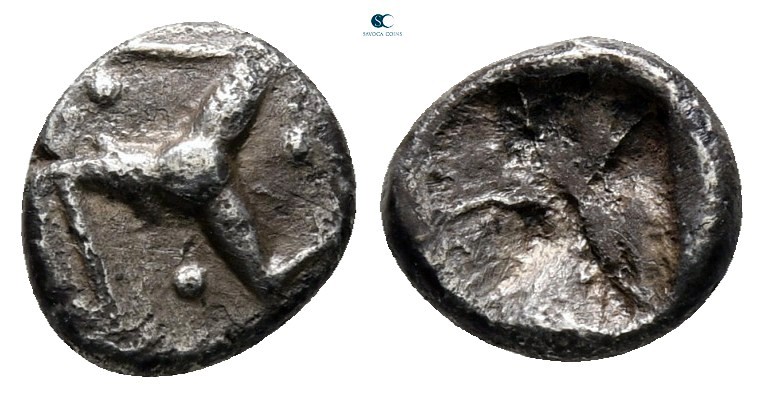 Pamphylia. Aspendos 500-450 BC. 
Obol AR

8 mm., 0,46 g.

Triskeles running...