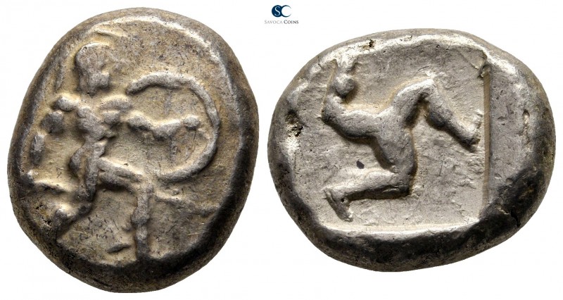 Pamphylia. Aspendos circa 465-430 BC. 
Stater AR

2 mm., 10,96 g.

Helmeted...