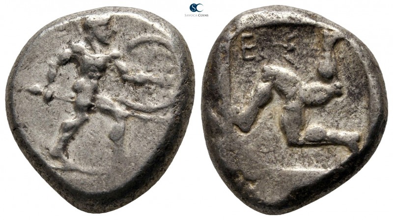 Pamphylia. Aspendos circa 465-430 BC. 
Stater AR

2 mm., 10,82 g.

Helmeted...