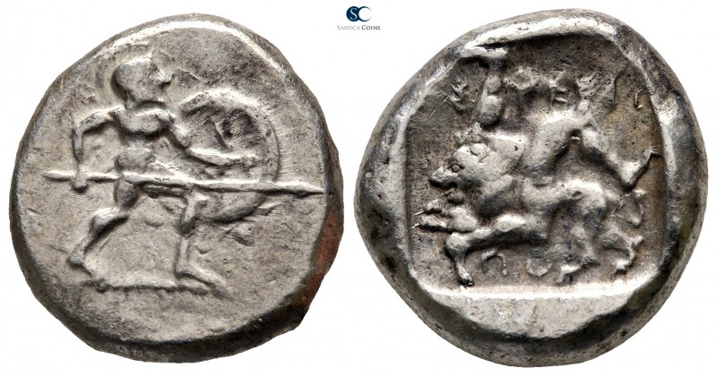 Pamphylia. Aspendos circa 465-430 BC. 
Stater AR

22 mm., 11,02 g.

Warrior...