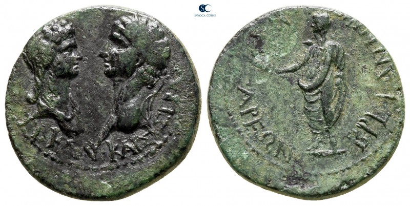 Lydia. Tralleis (as Caesarea). Claudius with Messalina AD 41-54. Struck circa AD...