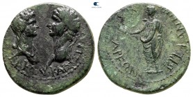 Lydia. Tralleis (as Caesarea). Claudius with Messalina AD 41-54. Struck circa AD 43-49. Bronze Æ