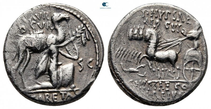 M. Aemilius Scaurus and P. Plautius Hypsaeus 58 BC. Rome
Denarius AR

18 mm.,...