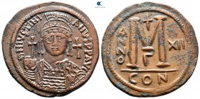 Justinian I AD 527-565. Struck circa AD 538-539. Constantinople. Follis Æ