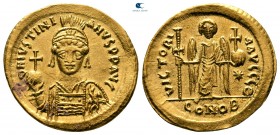 Justinian I AD 527-565. Struck AD 527-538. Constantinople. 9th officina. Solidus AV