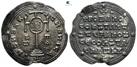 Constantine VII with Romanus I, Stephen and Constantine AD 913-959. Constantinople. Miliaresion AR