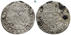 Austria. Salzburg. Maximilian Gandolph von Künburg AD 1622-1687. 3 Kreuzer AR 1681