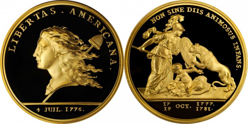 "1781" (2000) Libertas Americana Medal. Modern Paris Mint Dies. Gold. 46.5 mm. 6...