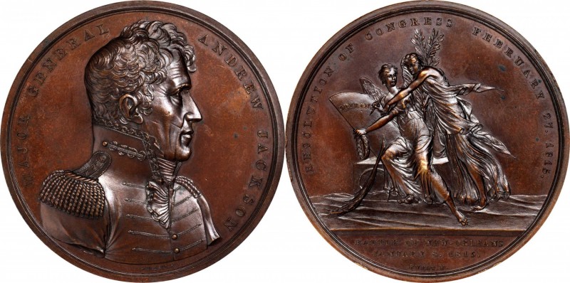 1815 Major General Andrew Jackson / Battle of New Orleans Medal. Bronze. 65.2 mm...