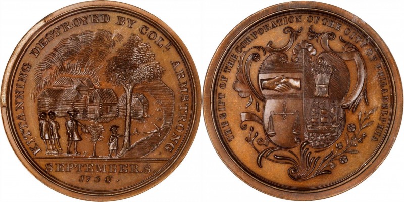 "1756" (post-1874) Colonel John Armstrong / Kittanning Destroyed Medal. Copy Die...