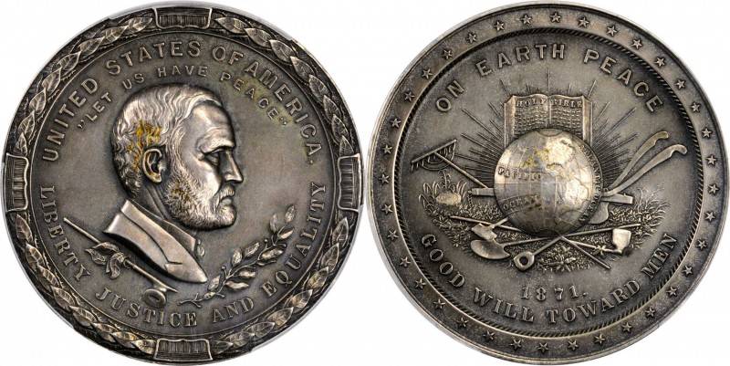 1871 Ulysses S. Grant Indian Peace Medal. The Only Size. Silver. 62 mm. Julian I...