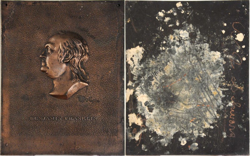 Undated Benjamin Franklin Portrait Plaque by an Unknown Artist. Bronze. 200 mm x...