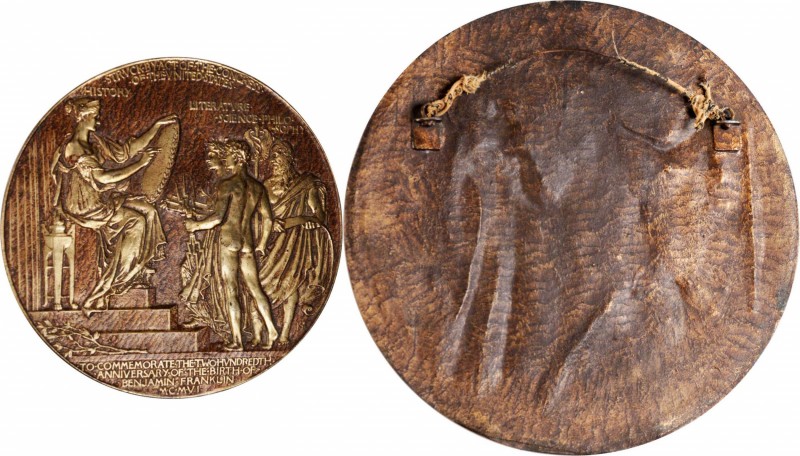 1906 Benjamin Franklin Bicentennial Medal Reverse Design. Uniface. Bronze Galvan...