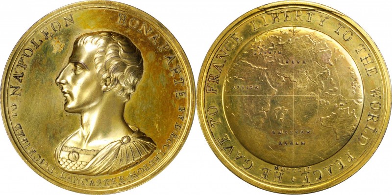 France--Consulate. MDCCCII (1802) Napoleon I Laudatory Medal. Gilt Copper. 58.5 ...