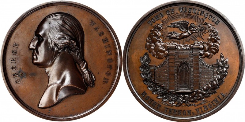 Undated (ca. 1857) Tomb of Washington Medal by Smith and Hartmann. Bronzed Coppe...