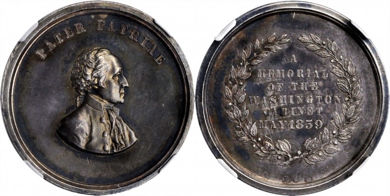 1859 Washington Cabinet Medalet. Silver. 21 mm. Musante GW-240, Baker-325A, Juli...