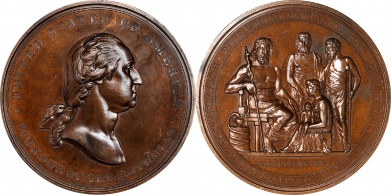 1887 International Medical Congress Medal. Bronze. 76 mm. Musante GW-1038, Baker...