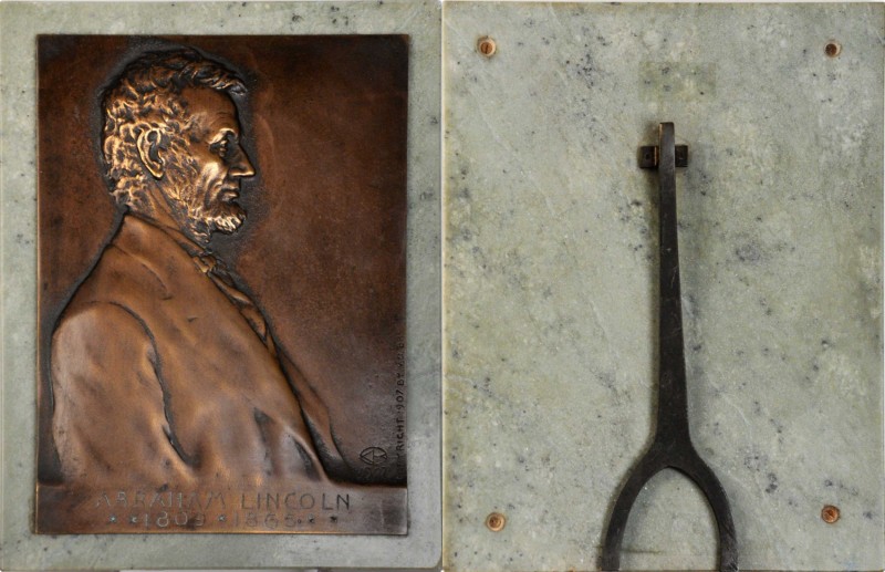 1907 Lincoln Birth Centennial Plaque. Cast Bronze. 180 mm x 239 mm. By Victor Da...