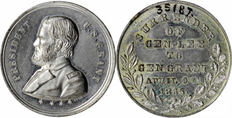 1868 U.S Grant Campaign Medal. DeWitt USG 1868-28, var. White Metal. 28.0 mm. Mi...
