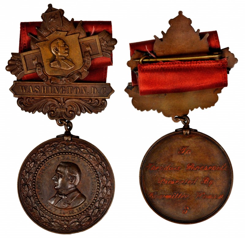 1899 National Peace Jubilee at Washington, D.C. Badge worn by Theodore Roosevelt...