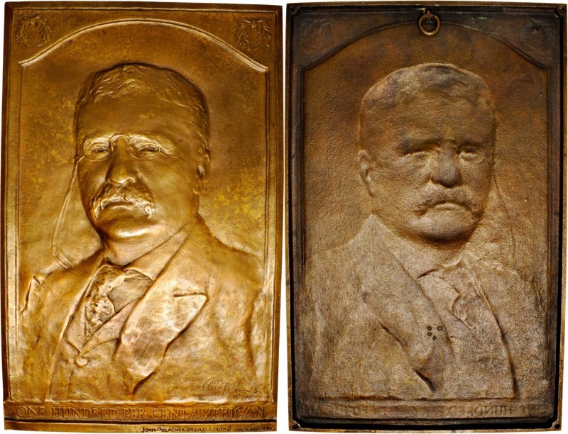 1919 Theodore Roosevelt Memorial Plaque. Cast Bronze. 155 mm x 249 mm. By Allen ...