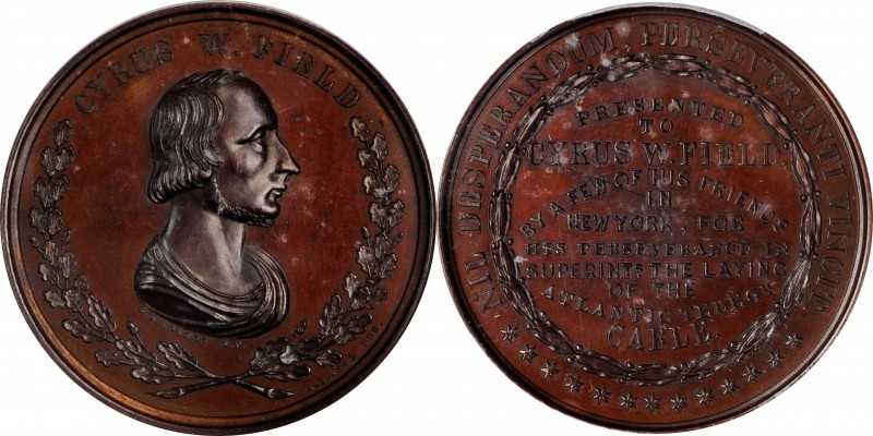 Undated (1858) Cyrus W. Field Laying of the Atlantic Telegraph Cable Medal. Firs...