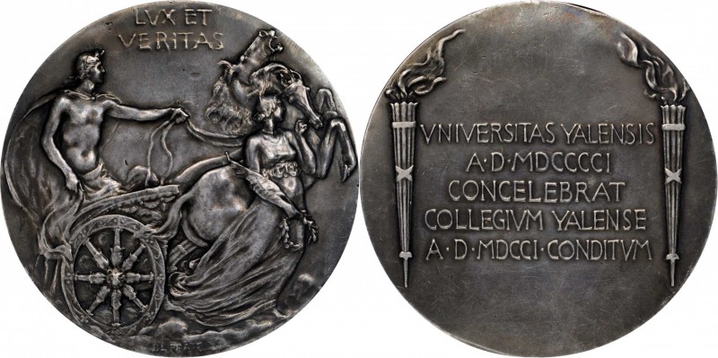 1901 Yale University Bicentennial Medal. Silver. 69.8 mm. 176.4 grams. By Bela L...