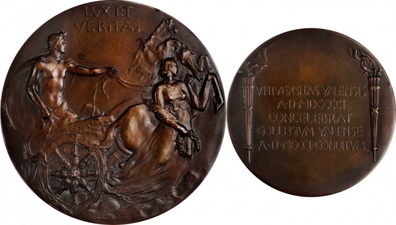 1901 Yale University Bicentennial Medal. Bronze. 69.8 mm. By Bela Lyon Pratt. Ab...