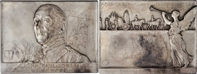 "1905" (1906) John Paul Jones Plaque. Silver. 80 mm x 60 mm. 158.9 grams. By Vic...