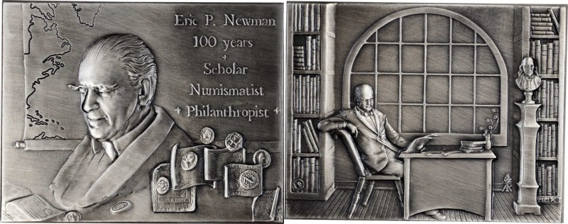 2012 Eric P. Newman 100th Birthday Plaque. Silver. 61 mm x 77 mm. 232.5 grams. ....